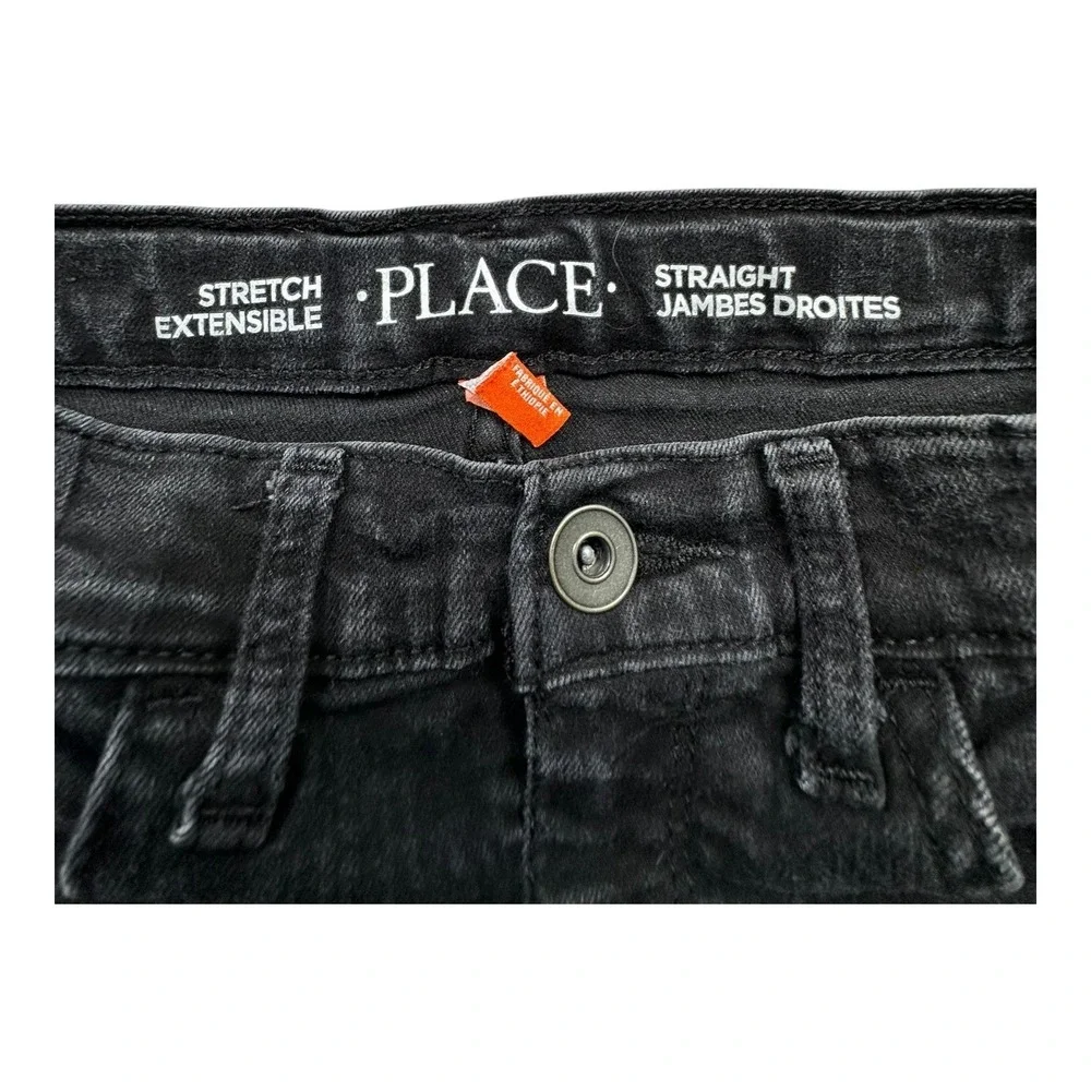 The Childrens Place Boys Straight Leg Jeans Black Size 8 Stretch Denim